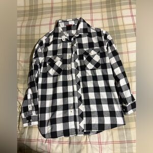 Black and White Checkered Button-Up Shirt